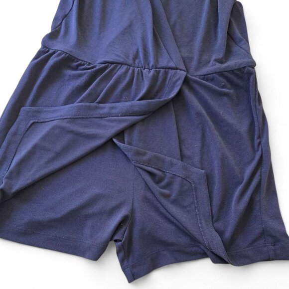 BCBGGeneration Navy Surplice Wrap Bodice Shorts Romper Skort Flowy Style Small - Picture 7 of 9